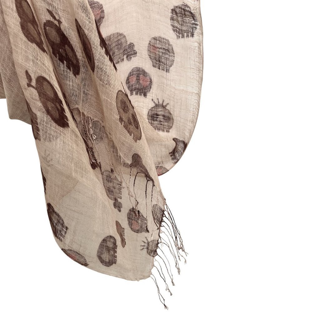 100% Linen Skull Scarf - Picture 4 of 10
